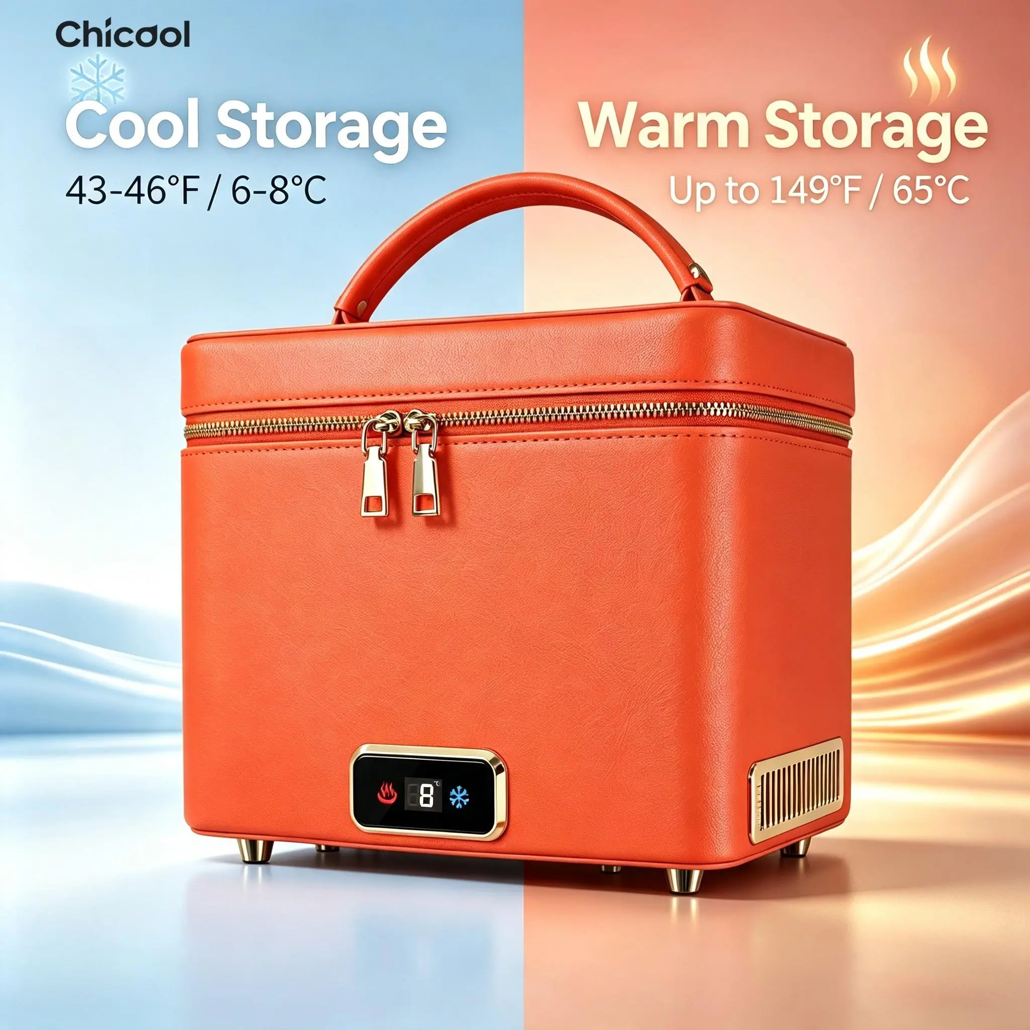 CHICOOL 5L Small Portable Beauty Refrigerator - AC/USB 5V-Powered, 32W-45W, Dual Temp, Warm to 65°C, Skincare Storage Essential for Road Trips, Car Use, Beverage Fridge