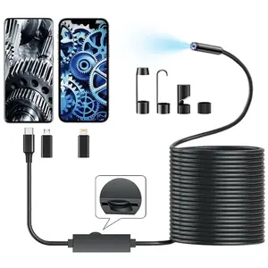 Endoscope Camera with Light,  Endoscope with Semi-Rigid Snake Camera, Inspection Borescope for iOS and Android - 16.4ft Single Lens，1080P HD Borescope Tools with 8 Adjustable LED Lights,