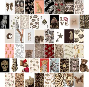 Print Room Decor Aesthetic, Y2K Leopard Print Wall Art Collage Kit, Chic Luxury Trendy Fashion Posters for Girls Home Bedroom Apartment Dorm.(Set of 50, 4"  6")