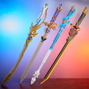 PC Plastic Cold Weapon Game Building Blocks, High Difficulty Multi-Part Desktop Decoration, DIY Sword Set, Creative Gift for Friends and Brothers