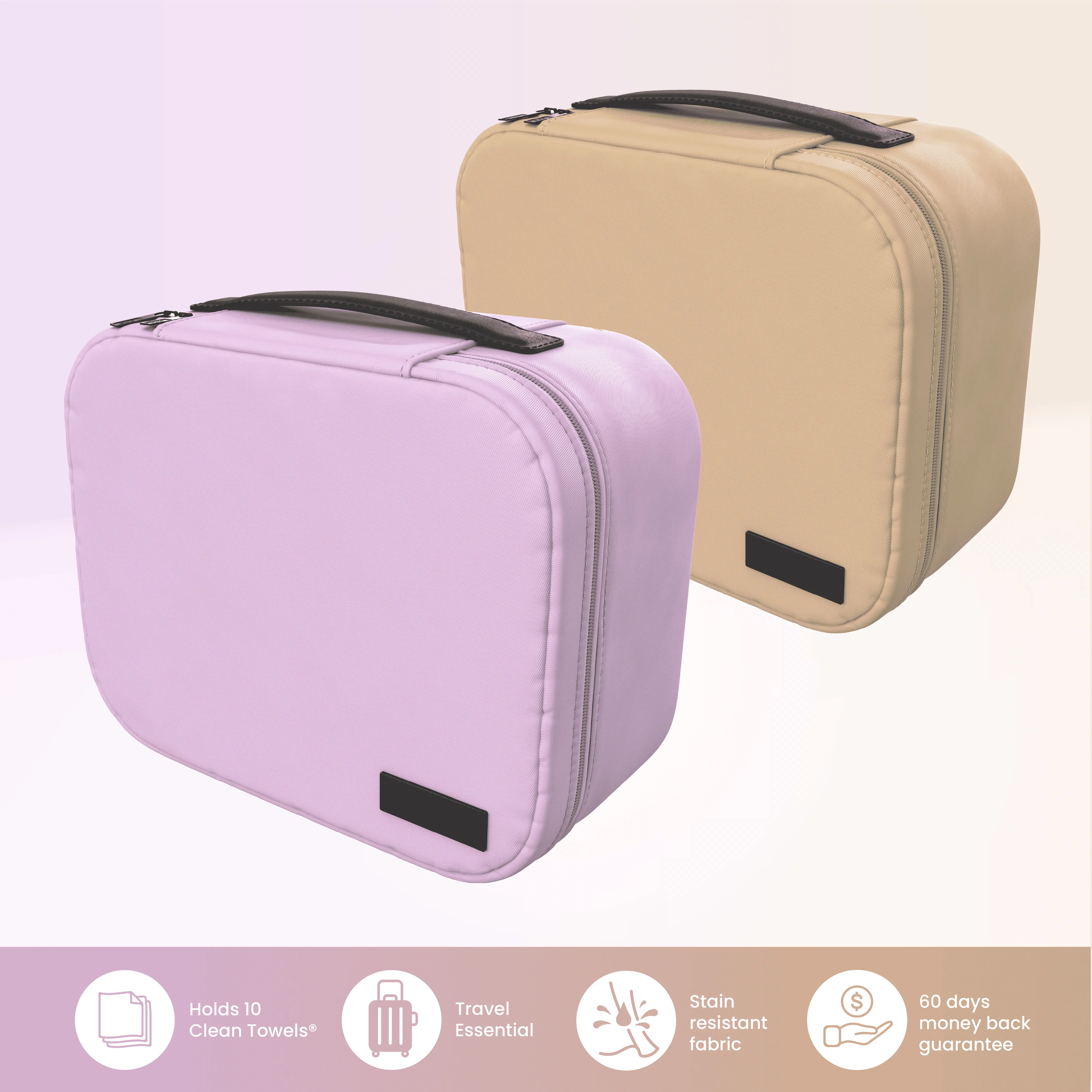 CLEAN SKIN CLUB Travel Cosmetic Makeup Bag Lilac or Sand CLEAN SKIN CLUB Travel Cosmetic Makeup Bag Lilac or Sand