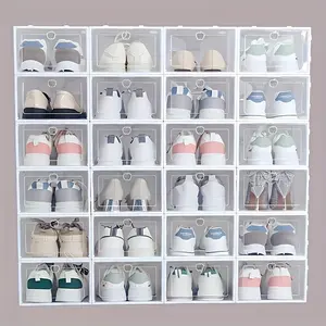 Transparent Drawer Shoe Storage Box Set (12 Pieces), Easy Clean Plastic Material, Dustproof Antioxidant, Multi-Layer Foldable Dorm Shoe Cabinet