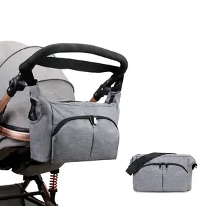Single Shoulder Handheld Mommy Bag, Portable Baby Stroller Bag with Hook Pair, Multifunctional Maternity Travel Bag