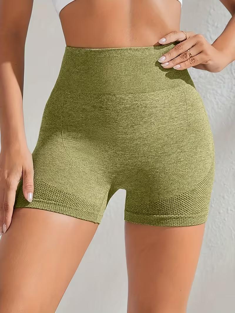 1pc Yoga Shorts Set, high-waisted, tummy control, breathable, stretchy, butt-lifting, tight-fitting leggings