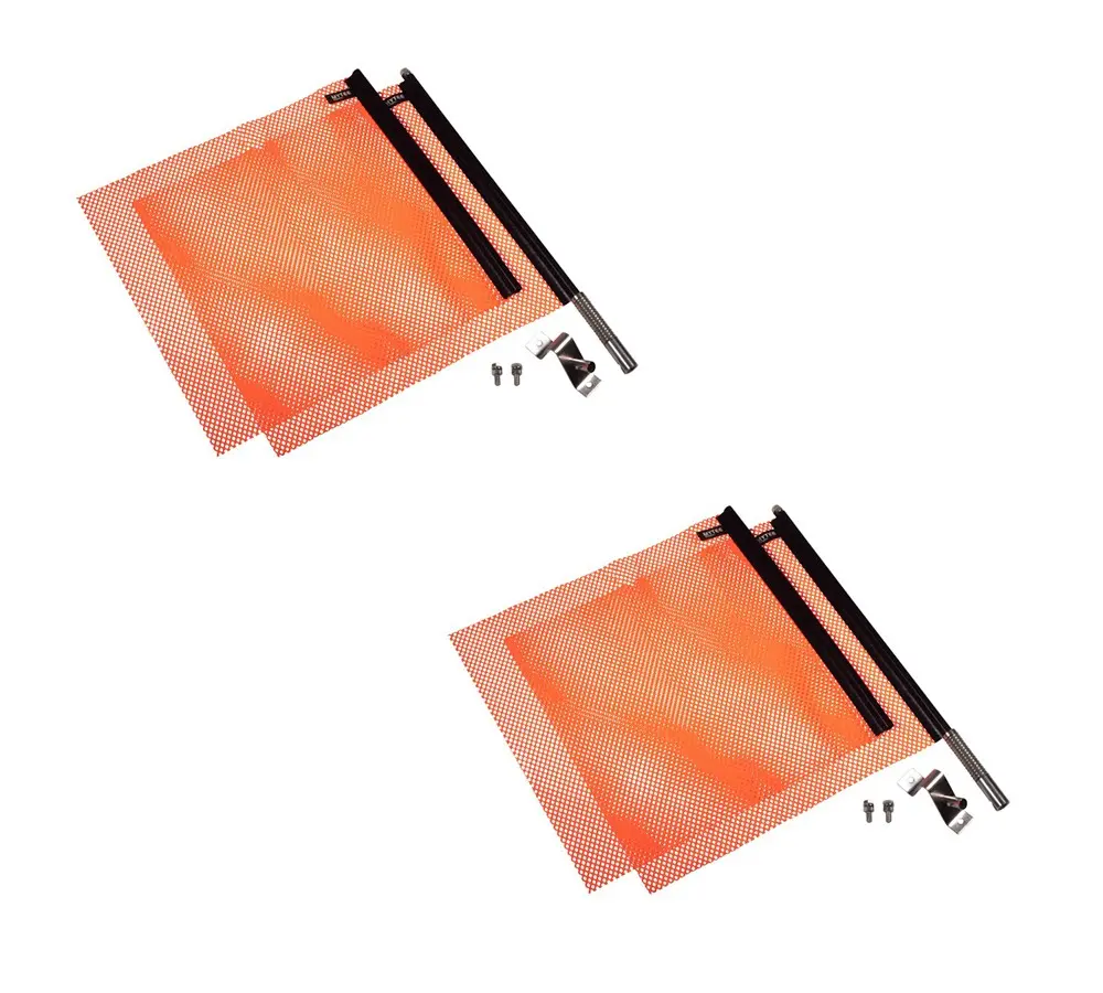 EZ Mount Warning Flag Orange 18" x 18" Mesh Safety Flag DOT Compliant | Spring Loaded Quick n Easy Disconnect - 2 Pack