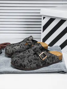 Unisex Plaid Mesh Sandals, Casual Round Toe Low Top Slip On Clog Shoes, Comfortable Eva Sole, All Season Wear, Fashionable and Durable Design, Breathable Lightweight Clogs