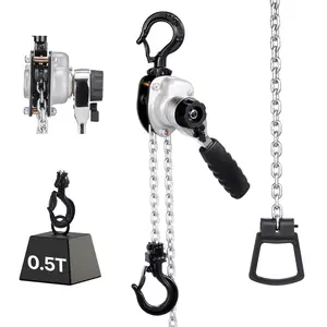 VEVOR Manual Lever Chain Hoist, 1/2T 1100LBS Capacity Heavy Duty Come Along, 20FT Lift G80 Alloy Steel Chain With Dual Pawl Mechanical Brake,360°Rotating Hooks, for Warehouse Construction Garage