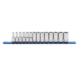14PCS 3/8" Drive 6 Pt. Mid-Length Socket Set, Metric, 6, 7, 8, 9, 10, 11, 12, 13, 14, 15, 16, 17, 18, 19 mm, Mirror Chrome Finish Wrench Hand Tools,  17, 18, 19 mm, Mirror Chrome Finish Wrench Hand Tools,
