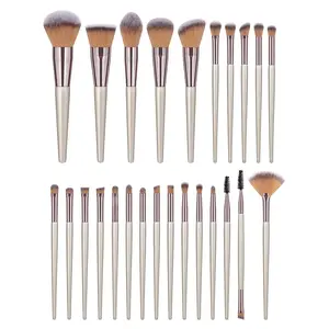 Champagne Gold Makeup Brushes Set, 14-22-25 Pcs Premium Synthetic Hair Soft Bristles Cosmetics Tools for Eyeshadow Application and Flawless Blending