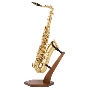 STRICH Wooden Saxophone Stand Display For Alto Tenor Sax, Handmade Solid Wood Floor Stand Holder Colour Walnut, Weighted Heavy Base (FH-4, Sax)