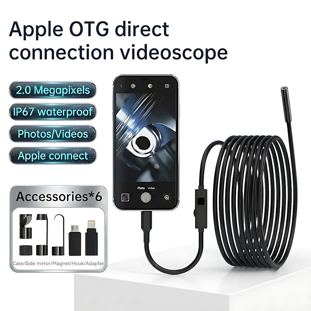 1920P HD Multifunctional Snake Endoscope Camera with IP67 Waterproof Rating, 8 Adjustable LED Lights, 16.4ft Length   semi-rigid  Cable, Adapters Set for Car Repair,  pipe inspection  , Ideal Gift for Boyfriends