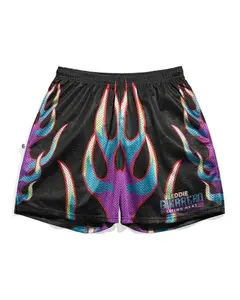 WWE Eddie Guerrero Latino Heat Multicolor Flame Mesh Shorts Unisex Gym Casual Streetwear Loose Comfort All Season Hip Hop Athletic Workout Short