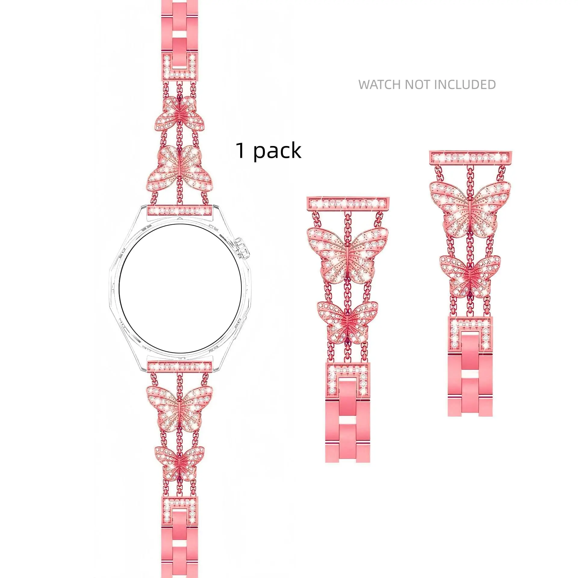 Luxury strap compatible with Huawei GT 6 46mm replacement strap Stainless steel strap Metal strap, women's 46mm replacement metal strap 22mm business strap Flash diamond metal strap