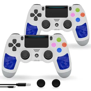 2 Pack Wireless Controller for PS4 PC Android iOS, With Dual Vibration, TouchPad, Six Axis Motion Control, Perfect For PS4 Games