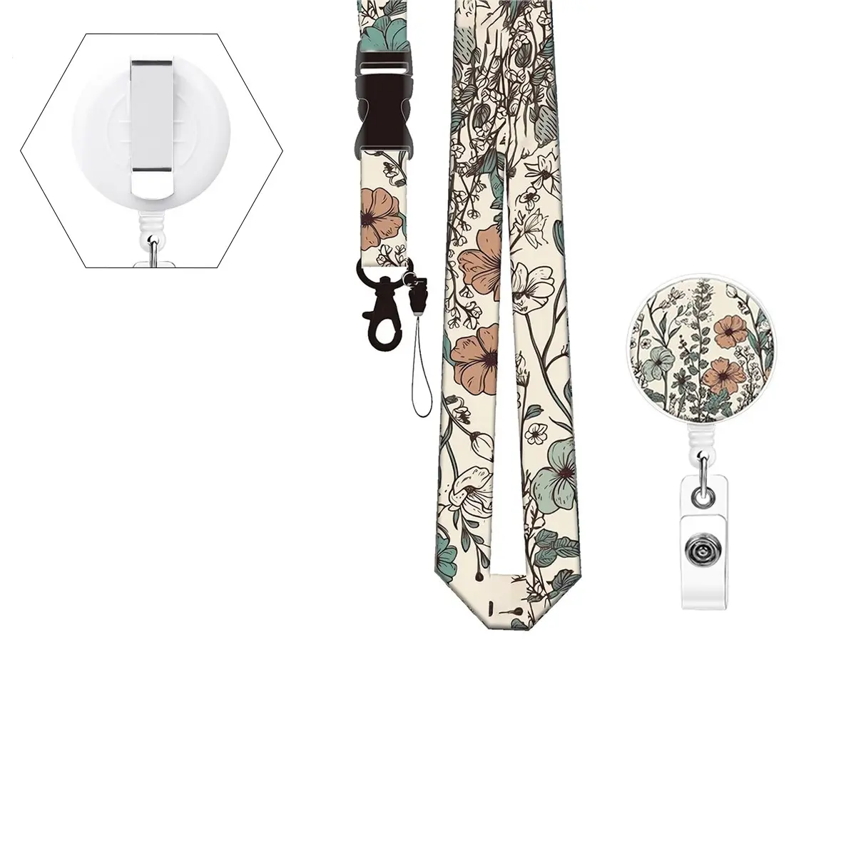 Expandable Badge Holder Set (badge Clip + Lanyard + Badge Reels Retractable), Personalized Work Label Stand with Fixed Clips, Office Supplies for Teachers Nurses Doctors