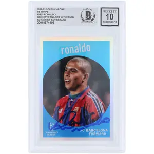 Ronaldo FC Barcelona Autographed 2022-23 Topps Chrome UEFA 59 Topps Design #59-25 Beckett Fanatics Witnessed Authenticated Auto 10 Card - Fanatics Authentic Certified