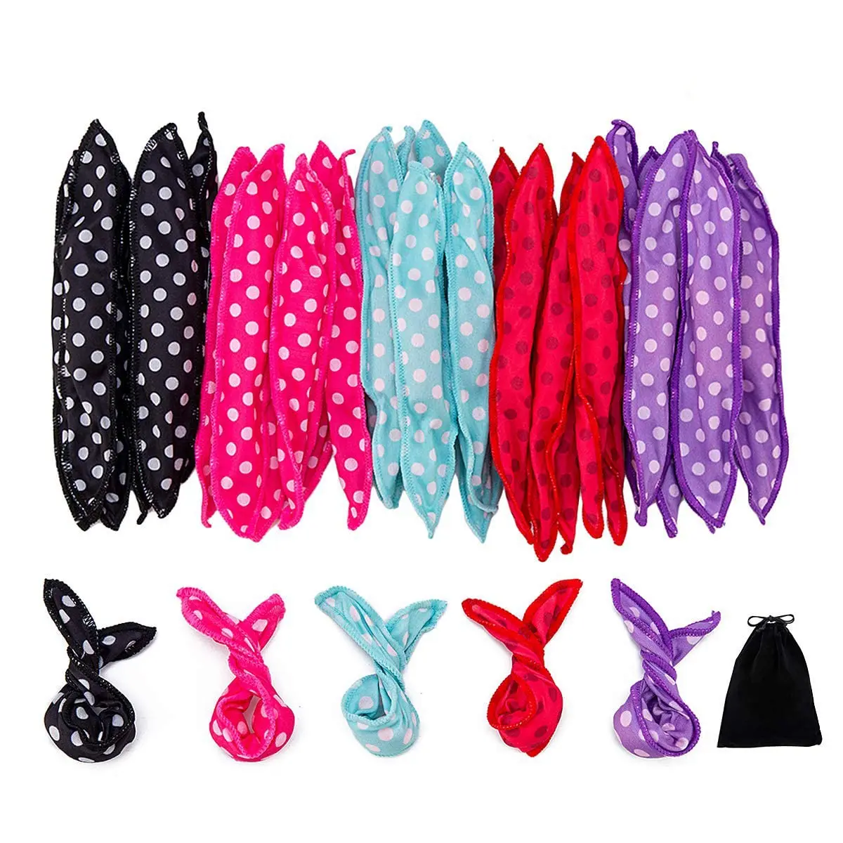 30-Piece Heatless Hair Rollers Set, 7.5-inch Soft Foam Pillow Curlers for Overnight Bouncy Curls, Heat-Free Haircare Styling Tools with Storage Bag, Curl Styling Kit, Heatless Curls