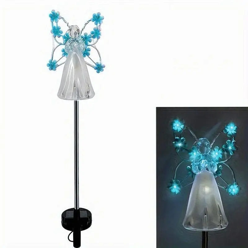 1-Piece Solar Angel Garden Stake Light, Solar-Powered Angel Outdoor Garden Light, 7-LED Lamp for Cemetery Decoration, Memorial Gift, Outdoor Decorative Light, Art Light, Sympathy Gift, Solar Garden Lights, Solar Lighting