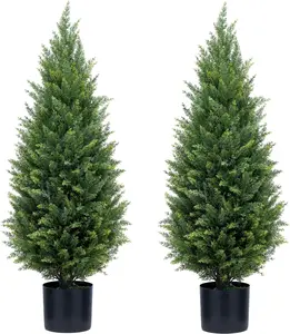 3ft 4ft 5ft Artificial Topiary Trees Christmas Tree UV Resistant Cedar Bushes | Potted Faux Plants for Indoor & Outdoor Decor | All-Season Shrubs for Christmas Winter Spring Festival Home & Garden