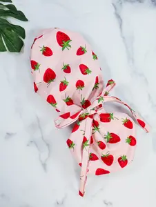 Strawberry Pink Ponytail Scrub Cap