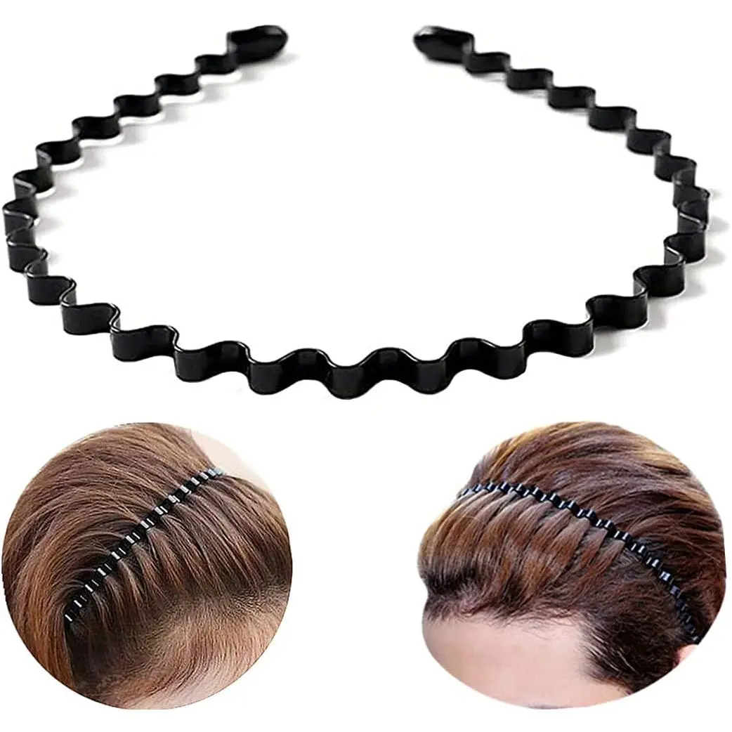 Fashion Unisex Headband, Adjustable Elastic Hair Accessory with Non-Slip Teeth Grip for Hairstyle & Face Washing, Wave, Waterproof, Metal, Sports, Wavy, Bathing, Glamorous, Everyday, Christmas, Daily, Good Grip, Hiking