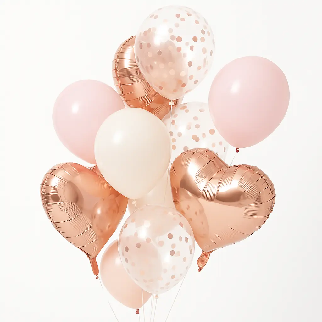 Elegant Rose Gold & Blush Balloon Bouquet