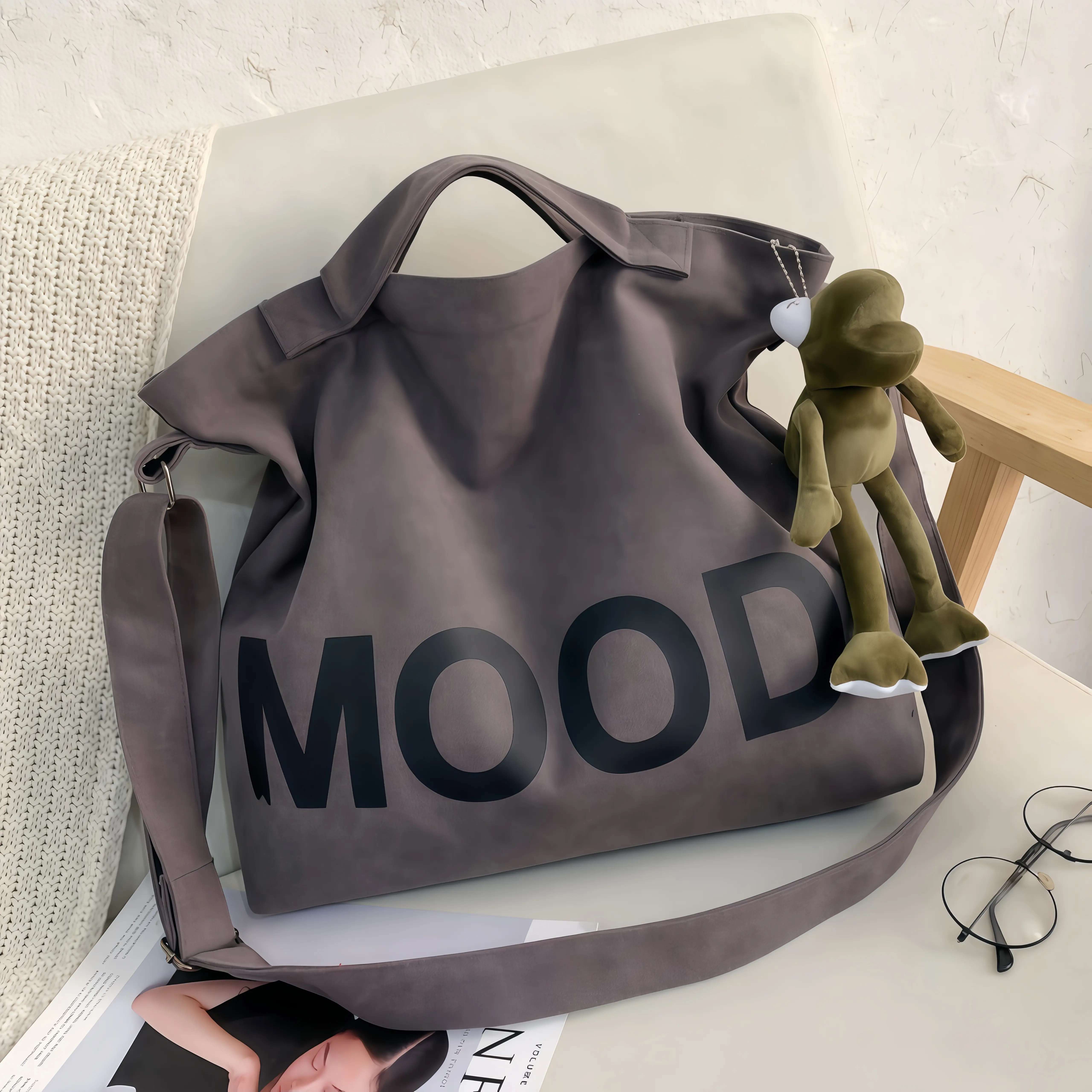 Women's Summer Casual Letters Pattern Tote Bag, Large Capacity Canvas Shoulder Bag with Adjustable Strap for Party for Women & Girls, Fashion Trendy Tote Bag for Daily Use, Unique Gifts for Women Slouchy Tote Lightweight Shopping Bag tiktokshopspringglowu