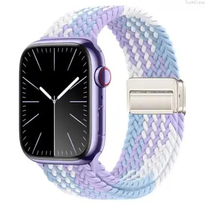 Braided Magnetic Apple Watch Band, Stretch Strap with Buckle Compatible with 38–49mm Series and Ultra, Comfortable Durable Elastic Wristband for Everyday Wear