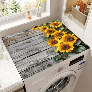 Vintage Sunflower Pattern Washer & Dryer Topper, Non-slip Washable Washer Dust Cover, Absorbent Mat, Suitable for Refrigerator and Nightstand Countertops, Washing Machine Cover