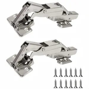 2-Pack 165-Degree Full Cover Buffer Damper Hinges, Smooth Opening & Closing Mechanism, Durable Design for Furniture & Doors, Door Hardware
