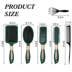 6 piece Scalp Massage Comb Multiple sizes Paddle Hair Brush Comb for Women and Men Long Hair No Tangle Hair Brush Hairdressing Comb (Dark Green) Beauty & Personal Care