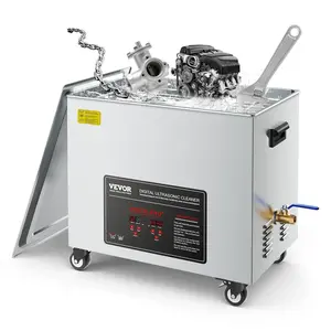 VEVOR 50L Professional Ultrasonic Cleaner Machine, 840W Power Stainless Steel Unit with Cleaning Basket, Digital Display & Wheels for Industrial Parts, Carburetors