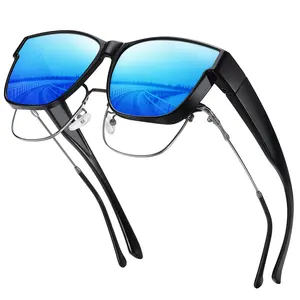 HAOLOTA Polarized Sunglasses Fit Over Glasses for Men Women Oversized Square Sun Glasses UV400 Protection Shades Unbreakable Thickened TAC Lenses Lightweight TR90 Frame HD Anti-Reflective Dark Lenses