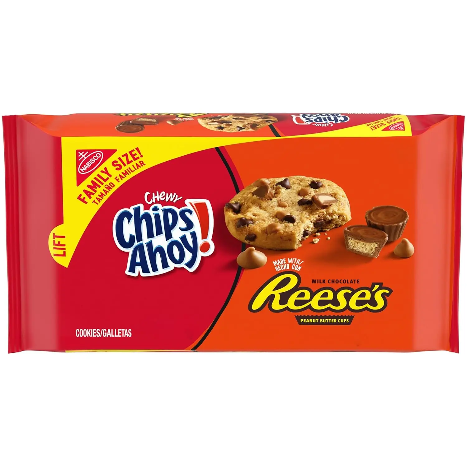 CHIPS AHOY! Baked Soft Chocolate Chunk Cookies with Reese's Peanut Butter Cups & Reese’s Pieces, Semisweet Chips, 14.25 oz Family Size Bag Snack for All Ages