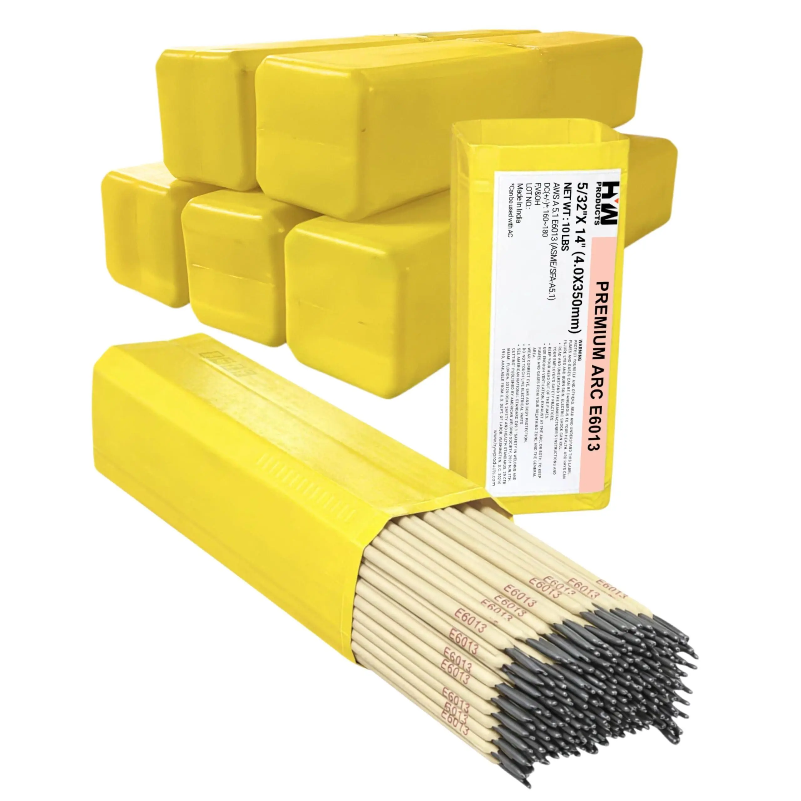Premium E6013 Mild Steel Arc Stick Electrodes - 5/32in, 14in Low Spatter Welding Rods, 10-Lb Box, 6-Pack