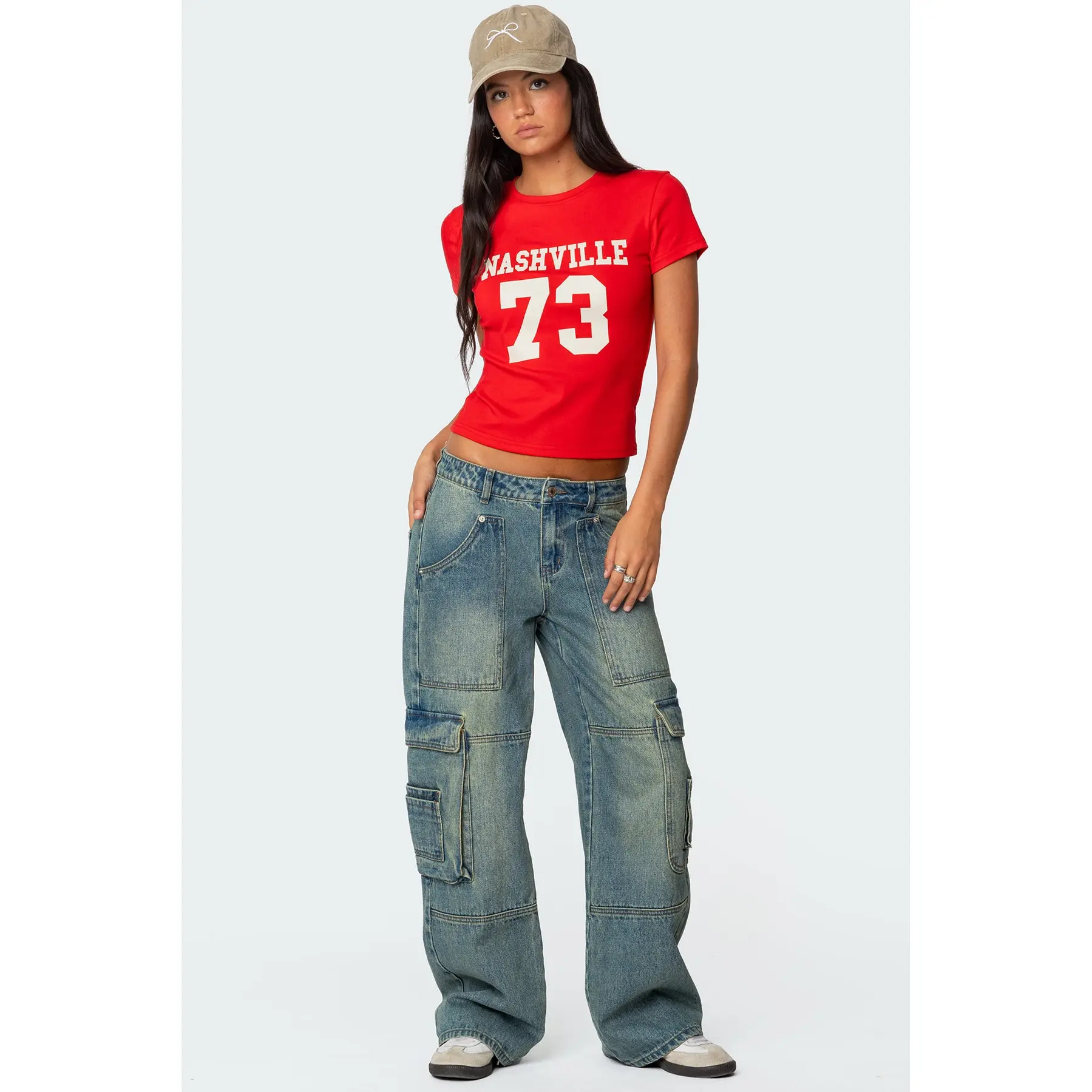 Westie Washed Low Rise Baggy Cargo Jeans Westie Washed Low Rise Baggy Cargo Jeans