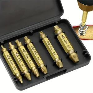 6pcs/1set Damaged Screw Extractor Remover Stripped Drill Bit Set Broken Screw Bolt Easily Take Out Demolition Tools Hex Drill Bit Set
