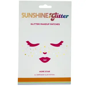 HOPE STAR- Glitter Makeup Patches, 3 Temporary Glam Tattoos