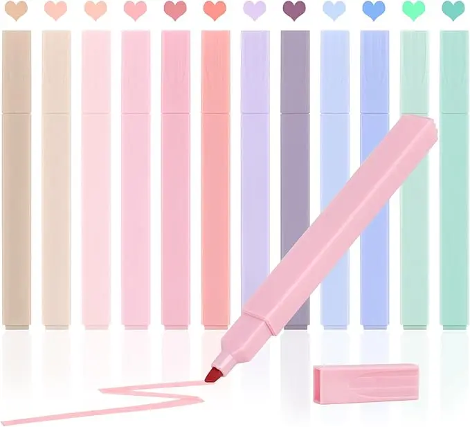 12pcs Bible Highlighters, Pastel Highlighter Set, No Bleed Bible Highlighters (12 Color)