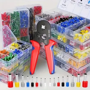 Crimping Tool Kit with 1900pcs Wire Connectors, Insulated Wire Crimp Terminals, Mixed Butt Ring Fork Spade Bullet Quick Disconnect Assortment Kit, Crimper Plier Set HSC8 6-4A, Hand Tools