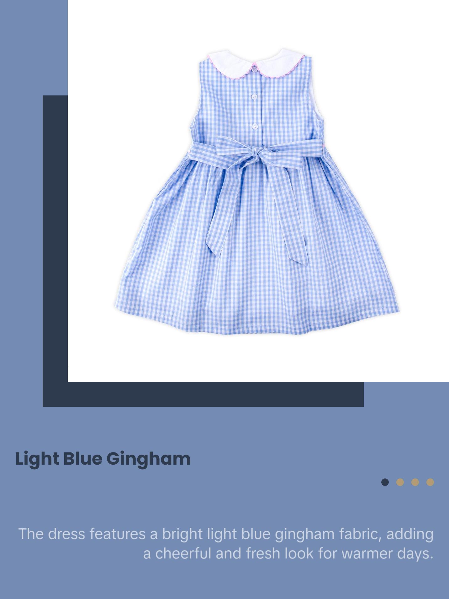 Light Blue Gingham Heidi Dress - Girls Peter Pan Collared Dress