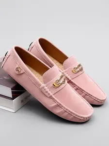 Men's Elegant Solid Color Slip-on Loafers, Casual Business Shoes, Fashionable Casual Comfortable Flat Shoes for Daily Wear, Lightweight Breathable Shoes for All Seasons