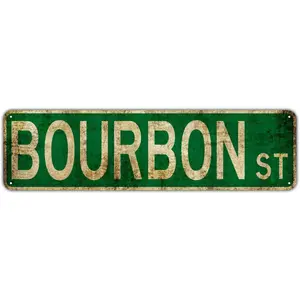 Metal Sign Tin Sign Bourbon St Street Sign Road Sign 16x4inch Decor Wall