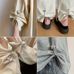 Adjustable Cuff Clips Set, Durable Leg Fasteners, No Sewing Required, Detachable Fashion Clothing Accessories for T-Shirts, Jeans, Shirts, Various Clothing Items