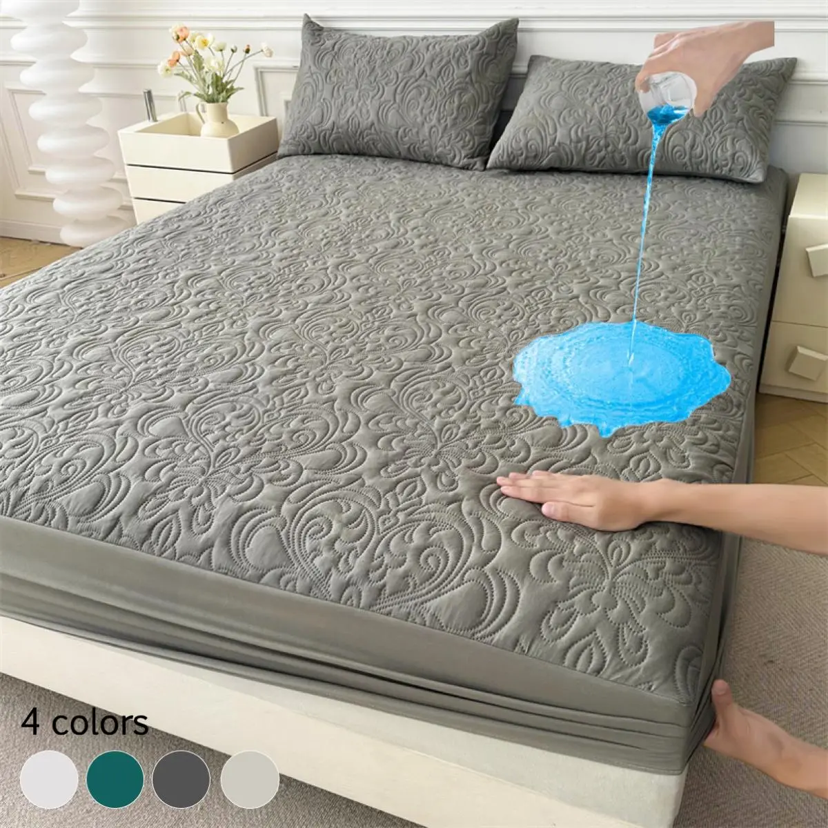 Waterproof Mattress Cover Set, 3 Counts/set Including 1 Count Fitted Sheet & 1/2 Counts Pillowcase, Soft Comfortable Breathable Bedding Set for Bedroom, Bedset, Waterproof Washable, Stain Resistant Washable