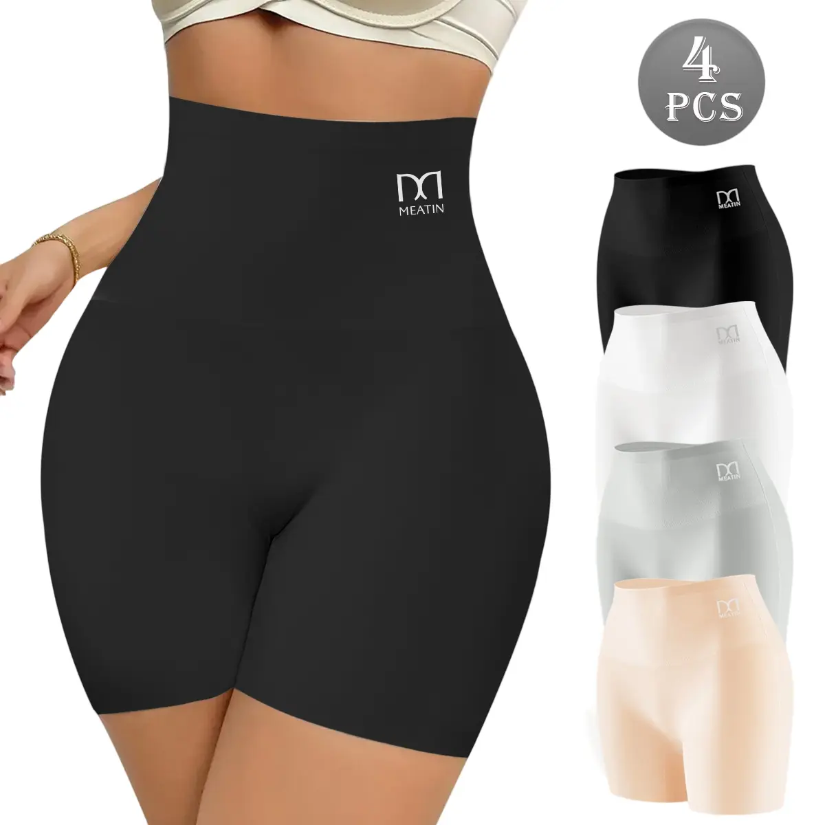 3/4PCS Women's Shapewear Shorts – Elegant Solid Color Sculpting Design, Premium 77% Polyamide Fabric for Silky Comfort, Seamless Tummy Control Shorts for Confident Everyday Wear