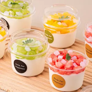 Reusable Cake Cups with Lids, Secure Lids, Durable Yogurt Coconut Milk Pudding Oat Cups, Transparent Dessert Cups for Cakes, Mousse, Cupcakes, Ice Cream, Reusable Clear Cups