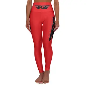 High Waisted FGE RED Yoga Leggings, Fitness Wear, Activewear, Athleisure, Workout Tights, Yoga Pants, Gift for Fitness Enthusiasts