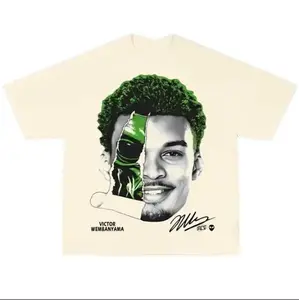 Youth and Adult Victor Wembanyama Split Face Art Futuristic Basketball Streetwear Shirt Rising Star Phenom Style