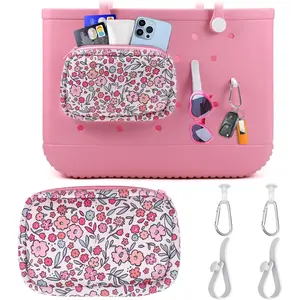 5 count Organizer Holder for , Accessories for  Contain 4 Key Holder and 1 Large Capacity Zipper Bag for Beach Bags Tote Bag ( Floral)